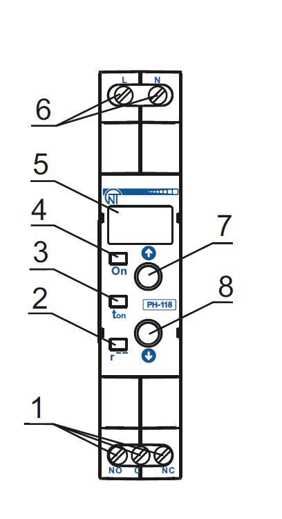 Схема панели управления реле напряжения РН-118