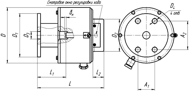 Габаритный чертеж электромагнит МП 301-1